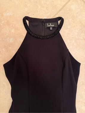 Lulu's Black Maxi Dress with Beaded Neckline